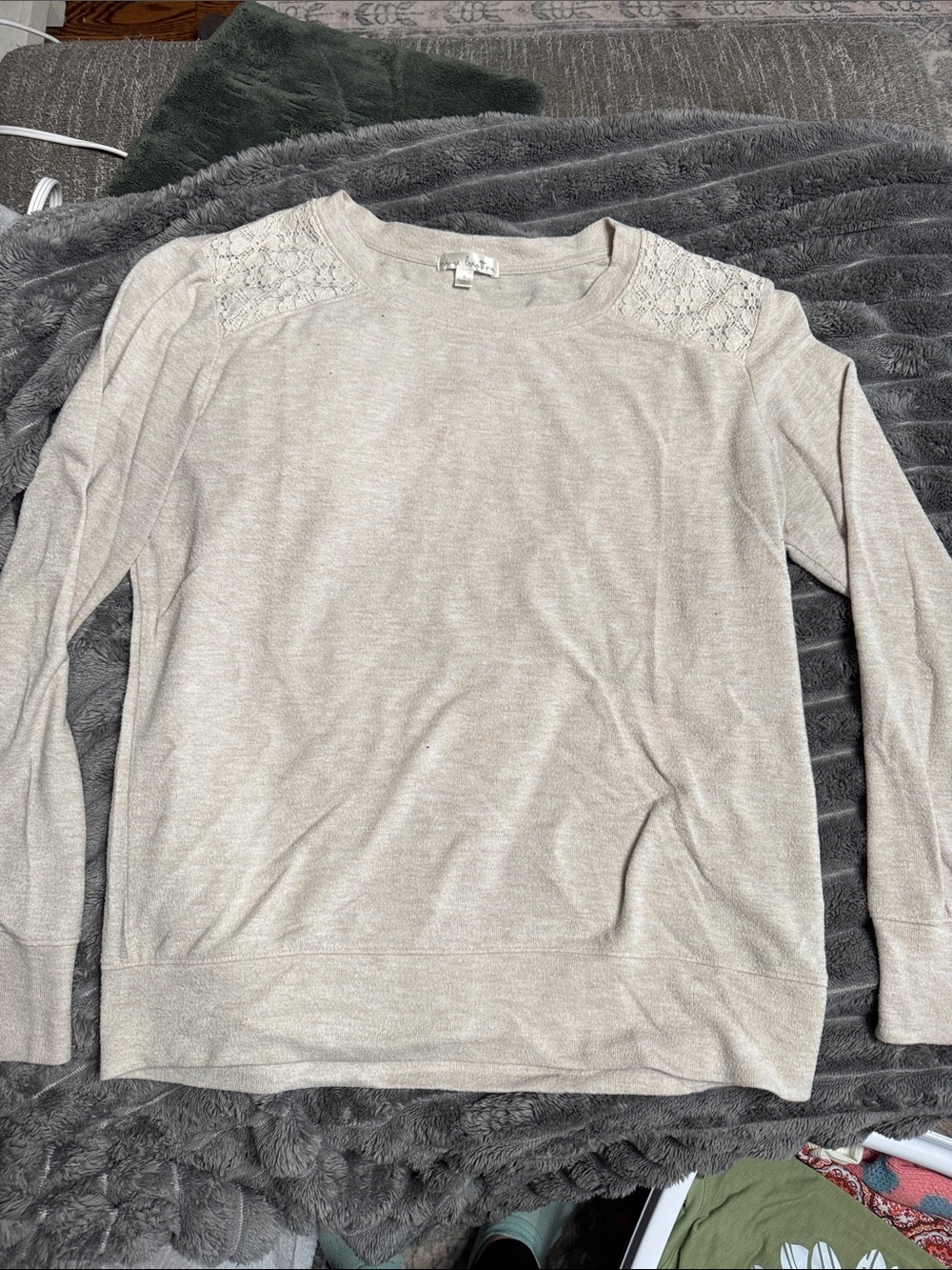 nine britton Neutral Beige Knit Crewneck Top